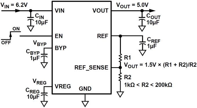 Diagrama de circuito da aplicação - Analog Devices Inc. Regulador Linear ADM7151 RF Diagrama de circuito da aplicação - Analog Devices Inc. Regulador Linear ADM7151 RF