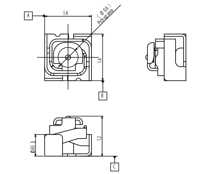 Mechanical Drawing - Alps Alpine SCTA Spring Contact Micro Clips Mechanical Drawing - Alps Alpine SCTA Spring Contact Micro Clips