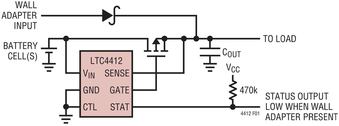 Application Circuit Diagram - Analog Devices Inc. LTC4412 Low Loss PowerPath™ Controller Application Circuit Diagram - Analog Devices Inc. LTC4412 Low Loss PowerPath™ Controller