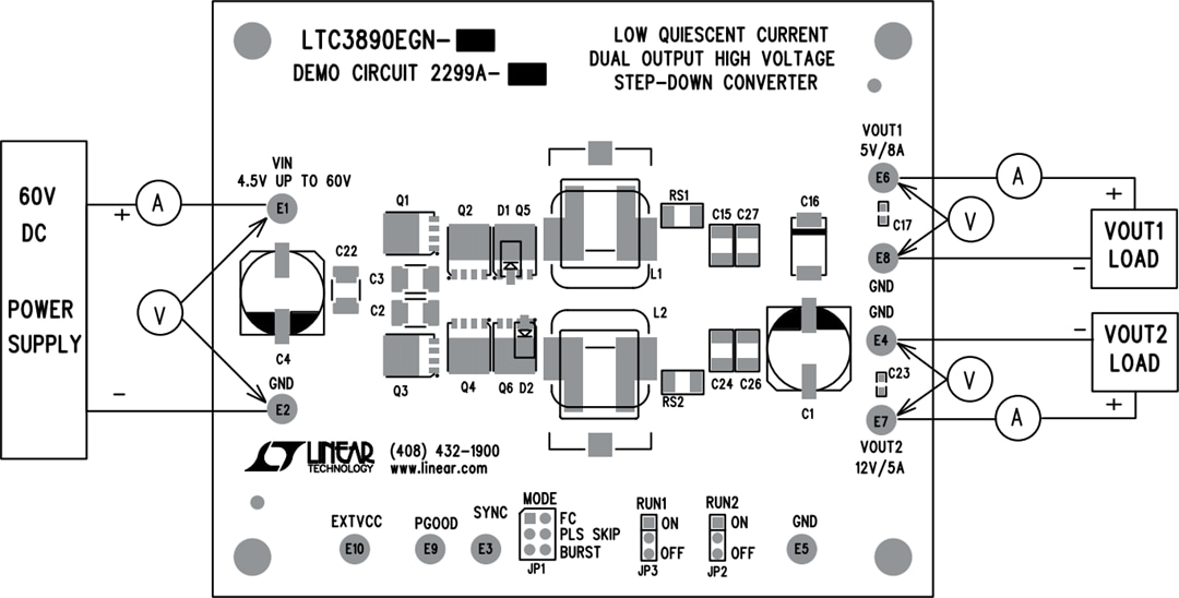 Mechanical Drawing - Analog Devices Inc. LTC3890EGN Demo Board DC2299A Mechanical Drawing - Analog Devices Inc. LTC3890EGN Demo Board DC2299A