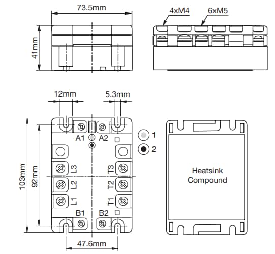 Mechanical Drawing - Carlo Gavazzi RZ3A 3-Phase SSRs Mechanical Drawing - Carlo Gavazzi RZ3A 3-Phase SSRs