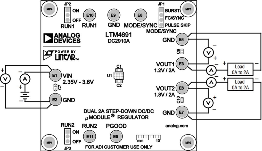 Mechanical Drawing - Analog Devices Inc. DC2910A Demo Board for LTM4691 µModule® Regulator Mechanical Drawing - Analog Devices Inc. DC2910A Demo Board for LTM4691 µModule® Regulator